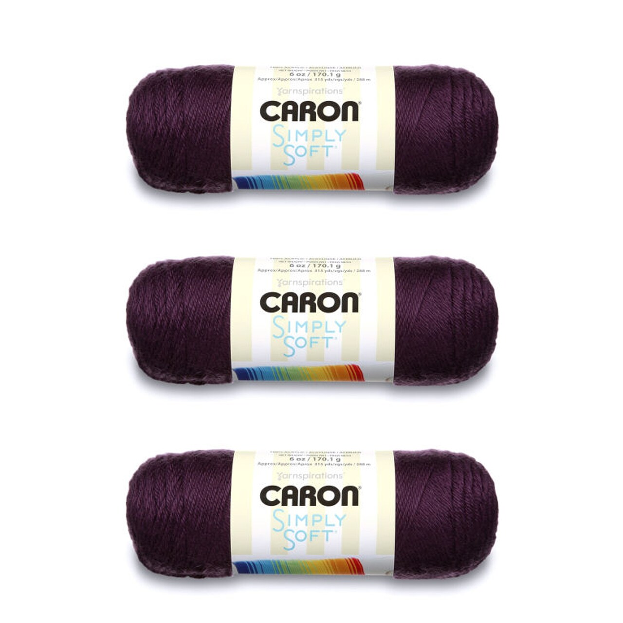 Caron Simply Soft Plum Perfect Yarn - 3 Pack of 170g/6oz - Acrylic - 4 Medium (Worsted) - 315 Yards - Knitting/Crochet